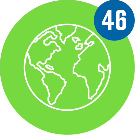 46 countries across 5 continents