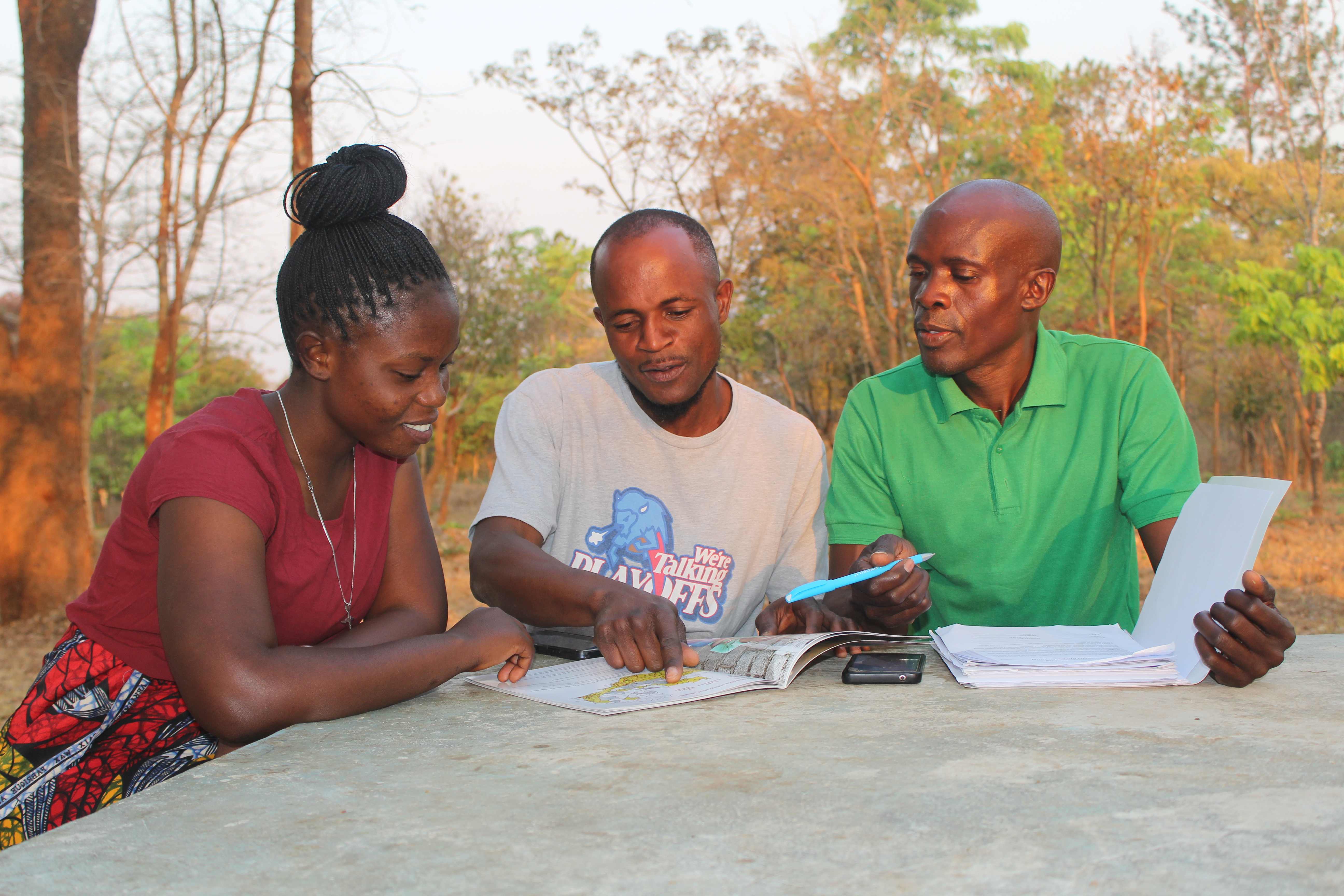 Students studying together in a serene environment at DAPP Mkushi College of Education